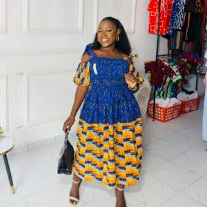 Kente blue orange gown